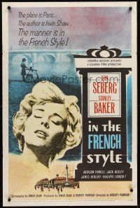 8c346 IN THE FRENCH STYLE 1sh '63 art of sexy Jean Seberg in Paris, written by Irwin Shaw!