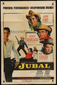 8c373 JUBAL style B 1sh '56 cowboys Glenn Ford, Ernest Borgnine & Rod Steiger!