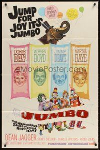 8c374 JUMBO 1sh '62 Doris Day, Jimmy Durante, Stephen Boyd, Martha Raye circus elephant!