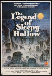 8c396 LEGEND OF SLEEPY HOLLOW 1sh '80 Jeff Goldblum in horror classic, art of graveyard!