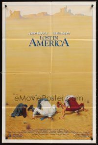8c413 LOST IN AMERICA 1sh '85 great Lettick art of Albert Brooks & Julie Hagerty w/heads in sand!