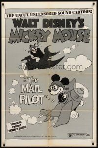 8c425 MAIL PILOT 1sh R74 Walt Disney, wacky art of pilot Mickey Mouse, uncensored!