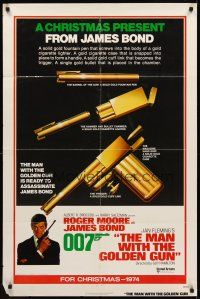 8c010 MAN WITH THE GOLDEN GUN teaser 1sh '74 a Christmas present from James Bond, cool!