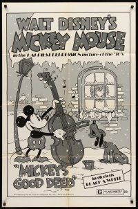 8c450 MICKEY'S GOOD DEED 1sh R74 Disney, Mickey Mouse plays carols on cello while Pluto sings!
