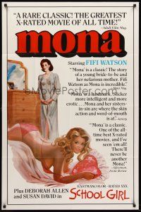 8c459 MONA/SCHOOL GIRL 1sh '70s Fifi Watson, sexy art of barely-clothed girl!