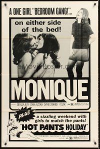 8c461 MONIQUE/HOT PANTS HOLIDAY 1sh '70s lesbian sexploitation double-bill!