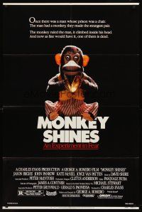 8c463 MONKEY SHINES 1sh '88 image of really creepy cymbal monkey, an experiment in fear!
