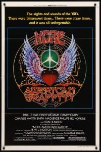 8c467 MORE AMERICAN GRAFFITI style A 1sh '79 Ron Howard, cool psychedelic art by Mouse/Kelley!