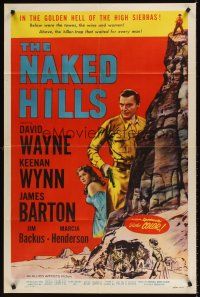 8c482 NAKED HILLS 1sh '56 David Wayne in the golden Hell of the High Sierras!