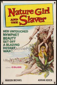 8c491 NATURE GIRL & THE SLAVER 1sh R67 artwork of naked untouched beauty Marion Michael!
