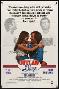 8c526 OUTLAW BLUES 1sh '77 great mugshots of crook Peter Fonda & holding sexy Susan Saint James!
