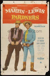8c535 PARDNERS 1sh '56 great full-length image of cowboys Jerry Lewis & Dean Martin!