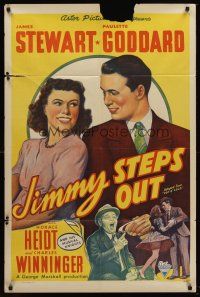 8c564 POT O' GOLD 1sh R46 stone litho of James Stewart & Paulette Goddard, Jimmy Steps Out!