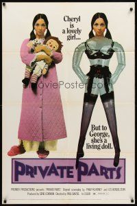 8c567 PRIVATE PARTS 1sh '72 Paul Bartel directed horror comedy, she's a living doll!