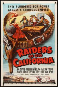 8c576 RAIDERS OF OLD CALIFORNIA 1sh '57 Jim Davis, Marty Robbins, Lee Van Cleef!