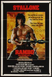 8c581 RAMBO FIRST BLOOD PART II 1sh '85 no man, no law, no war can stop Sylvester Stallone!