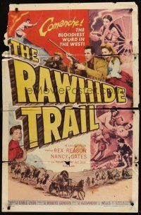 8c586 RAWHIDE TRAIL 1sh '58 killer-Comanches gather for the bloody eve of the tomahawk & knife!