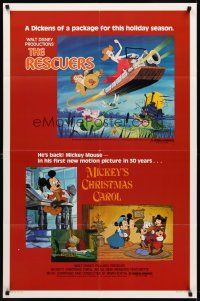 8c596 RESCUERS/MICKEY'S CHRISTMAS CAROL 1sh '83 Disney package for the holiday season!
