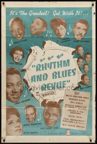 8c602 RHYTHM & BLUES REVUE 1sh '55 Nat King Cole, Count Basie, Mantan Moreland, black stars!