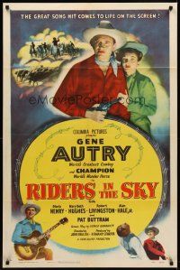 8c605 RIDERS IN THE SKY 1sh '49 Gene Autry's great song hit comes to life!