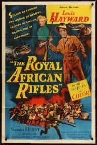 8c623 ROYAL AFRICAN RIFLES style A 1sh '53 Louis Hayward, Veronica Hurst, art of charging riflemen!