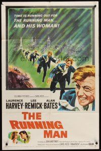 8c625 RUNNING MAN 1sh '64 Laurence Harvey, Lee Remick, directed by Carol Reed!