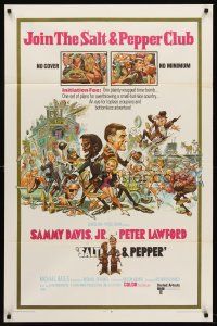8c629 SALT & PEPPER 1sh '68 great artwork of Sammy Davis & Peter Lawford by Jack Davis!