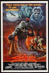 8c641 SCALPS 1sh '83 Kirk Alyn, Native American horror, out of the grave for revenge!