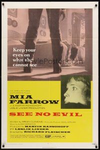 8c649 SEE NO EVIL 1sh '71 keep your eyes on what blind Mia Farrow cannot see!