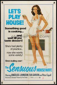 8c650 SENSUOUS HOUSEWIFE 1sh '72 Hausfrauen-Report 3, artwork of sexy wife in nothing but apron!
