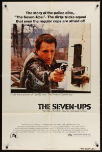 8c653 SEVEN-UPS 1sh '74 close up of elite policeman Roy Scheider pointing gun!