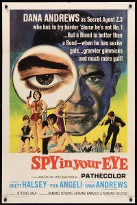 8c713 SPY IN YOUR EYE 1sh '66 Dana Andrews has sexier gals and groovier gimmicks, cool art!
