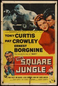 8c714 SQUARE JUNGLE 1sh '56 great artwork of boxing Tony Curtis fighting in the ring!