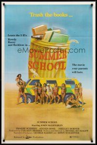 8c751 SUMMER SCHOOL 1sh '77 art of sexy teens on the beach, the movie your parents will hate!