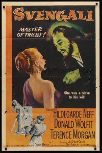 8c758 SVENGALI 1sh '55 sexy Hildegarde Neff was a slave to the will of crazy Donald Wolfit!