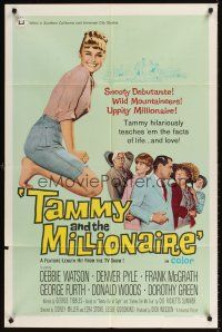 8c801 TAMMY & THE MILLIONAIRE 1sh '67 sexy Debbie Watson learns facts of love, from the TV show!