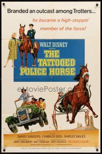 8c812 TATTOOED POLICE HORSE 1sh '64 wacky art of harness horse racing & old car!