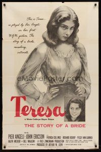 8c823 TERESA 1sh '51 young sexy Pier Angeli, John Ericson, Fred Zinnemann directed!