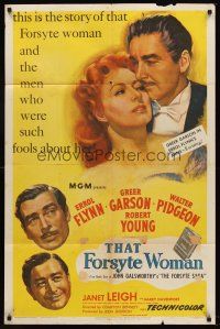 8c828 THAT FORSYTE WOMAN 1sh '49 art of Errol Flynn, Greer Garson, Walter Pidgeon & Robert Young!