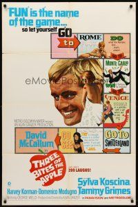 8c841 THREE BITES OF THE APPLE 1sh '67 David McCallum, great board game poster design!