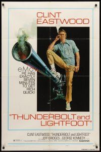 8c847 THUNDERBOLT & LIGHTFOOT style C 1sh '74 artwork of Clint Eastwood with HUGE gun!