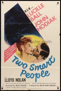 8c889 TWO SMART PEOPLE 1sh '46 Jules Dassin directed, Lucille Ball, written by Leslie Charteris!