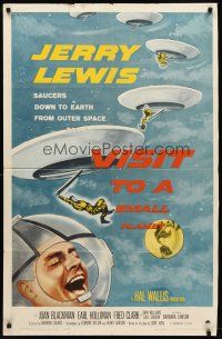 8c922 VISIT TO A SMALL PLANET 1sh '60 wacky alien Jerry Lewis saucers down to Earth from space!