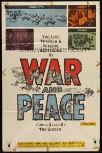 8c930 WAR & PEACE 1sh R63 Audrey Hepburn, Henry Fonda & Mel Ferrer, Leo Tolstoy epic!
