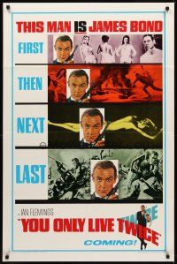 8c005 YOU ONLY LIVE TWICE style A teaser 1sh '67 art of Connery as James Bond by Robert McGinnis!