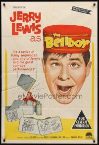 8d495 BELLBOY Aust 1sh '60 wacky artwork of Jerry Lewis carrying luggage!