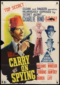 8d499 CARRY ON SPYING Aust 1sh '64 wacky art of sexy English spy spoof!