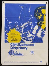 8d503 DIRTY HARRY roadshow Aust 1sh '71 c/u of Clint Eastwood pointing gun, Don Siegel classic!