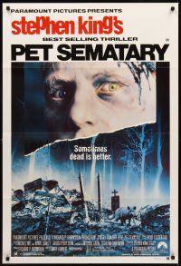 8d528 PET SEMATARY Aust 1sh '89 Stephen King's best selling thriller, cool graveyard image!