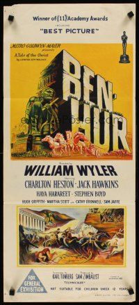 8d587 BEN-HUR Aust daybill '60 Charlton Heston, William Wyler classic religious epic!